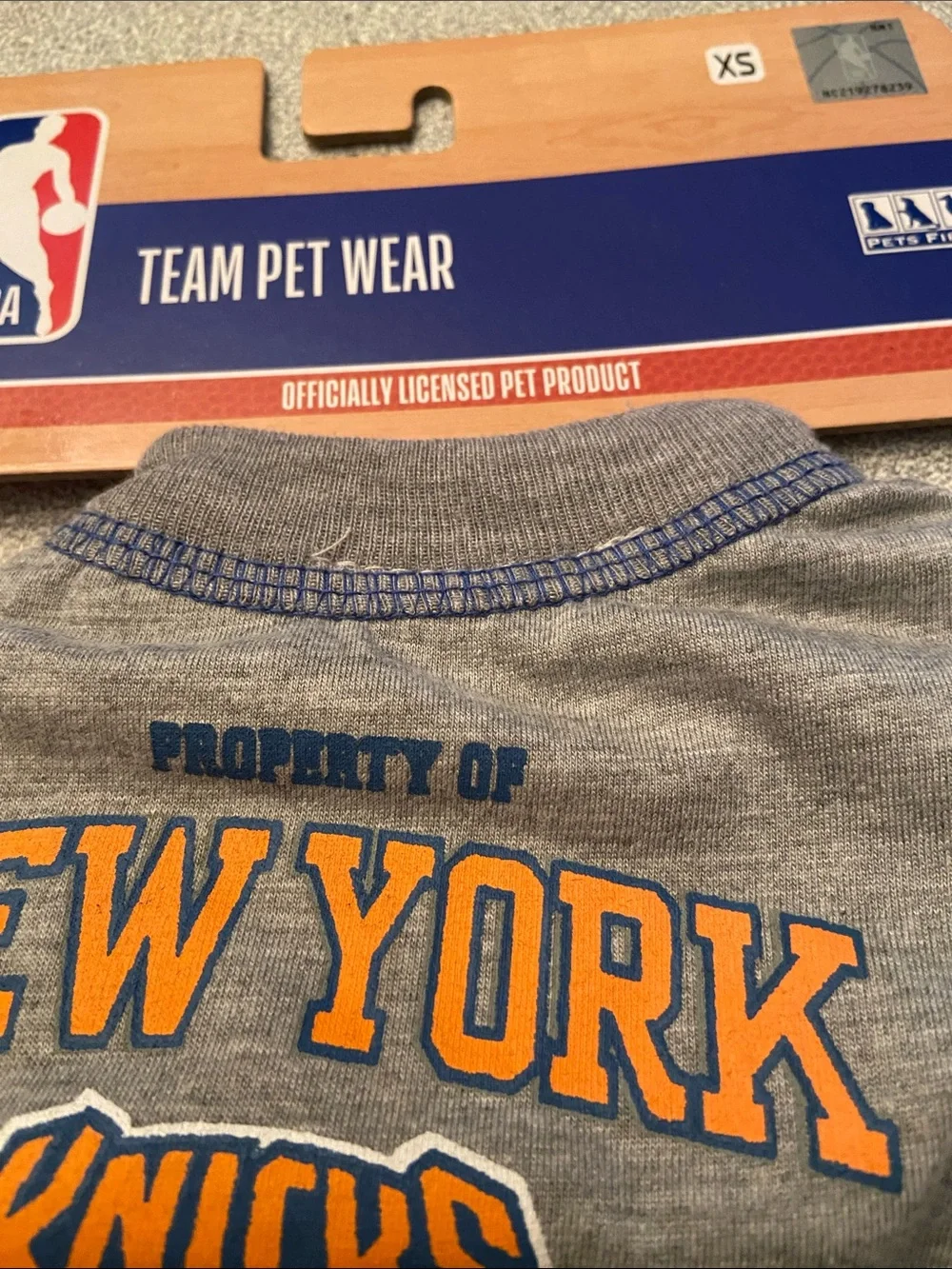 NBA New York Knicks Gray and Orange Pet Tee